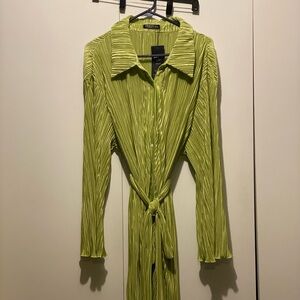 SHEIN Lime Green Pleated Dress